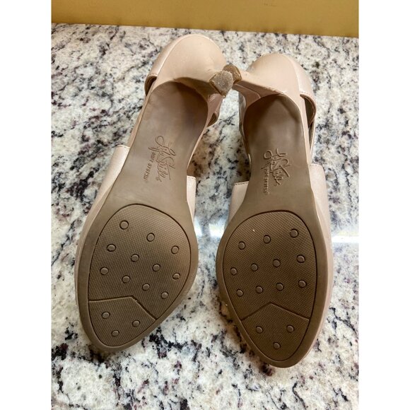 LifeStride Peep Toe Booties 6M Beige Soft System Cutout Heels Comfort - Picture 9 of 9